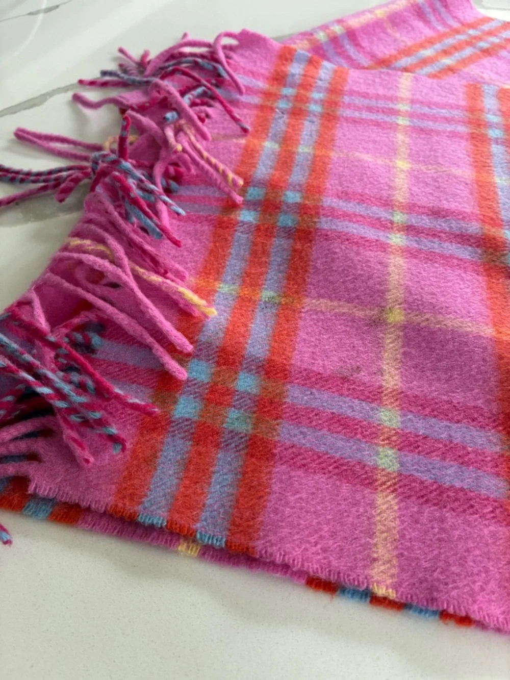 Burberry Pink Plaid Fringe Scarf - Picture 3 of 4